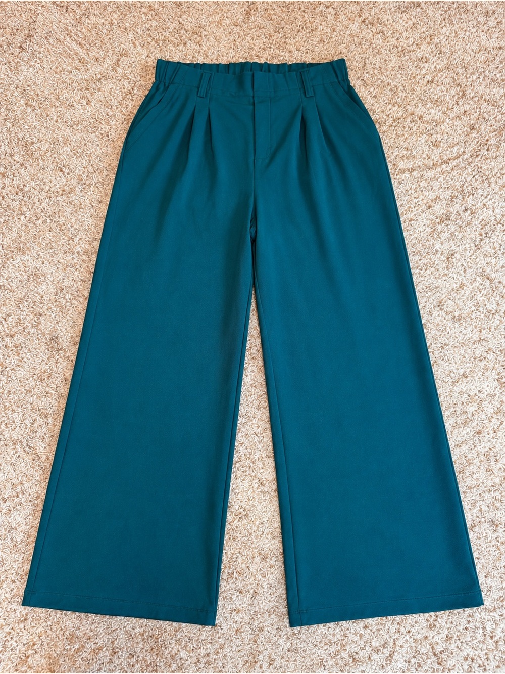 Halara Teal Pleated Wide-Leg Work Pants Women’s L Regular